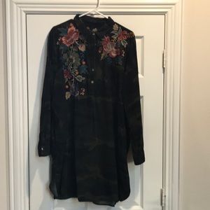 Johnny Was Workshop Corduroy Dress or Tunic w/ Embroidered Front/Back Yoke. XXL